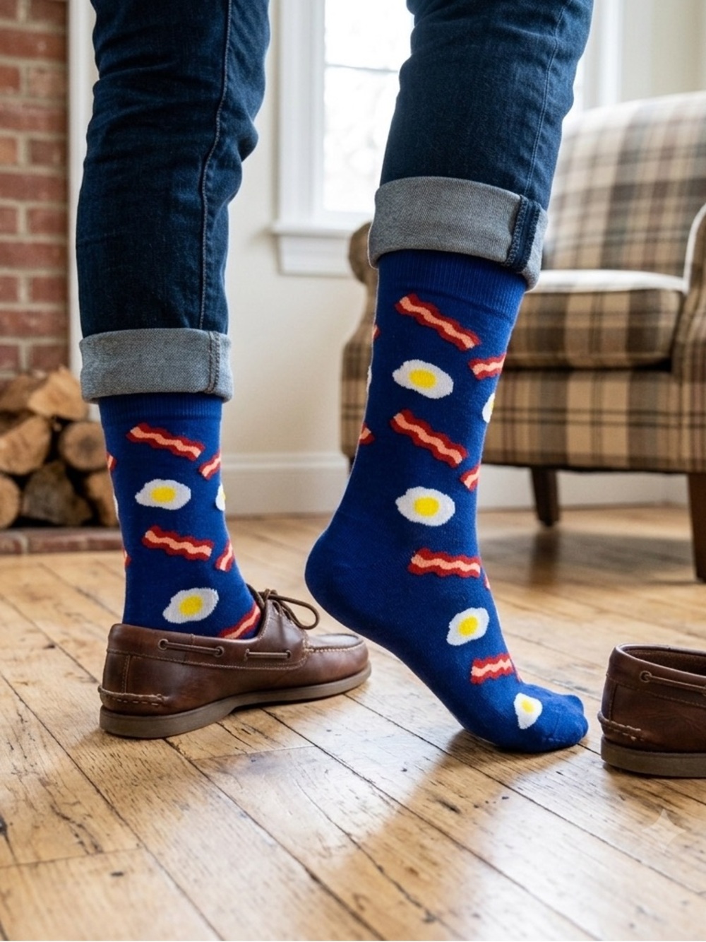 NWOT Sizzling Style! Fun Bacon and Fried Egg Pattern Socks – Breakfast Pattern